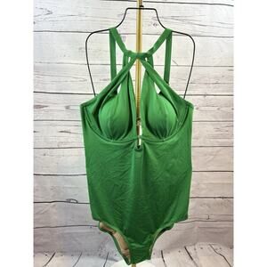 City Chic Cancun One Piece Swimsuit Women’s L Green Underwire Plunge NWT
